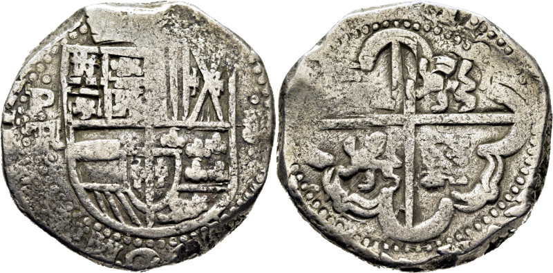 FELIPE IV. Potosí. 8 reales. Sin fecha. TR en monograma. Valor en arábigo a la d...