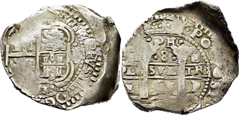FELIPE IV. Potosí. 8 reales. 1653. E. PH bajo corona. Dos fechas visibles, la de...