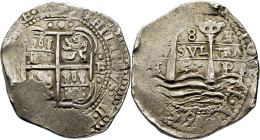 FELIPE IV. Potosí. 8 reales. 1653. E. PH. Dos fechas. Atractiva