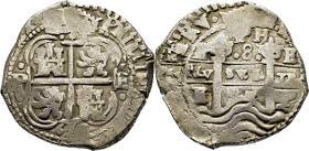 FELIPE IV. Potosí. 8 reales. 1655. E. PH. Dos fechas