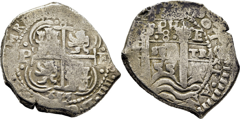 FELIPE IV. Potosí. 8 reales. 1655. E. PH bajo corona. Dos fechas visibles. Ordin...