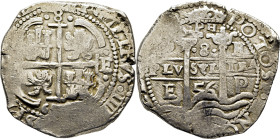FELIPE IV. Potosí. 8 reales. 1656. E. PH. Dos fechas. Atractiva