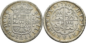 FELIPE V. Madrid. 4 reales. 1734. JF. Curiosa