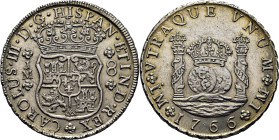 CARLOS III. Lima. 8 reales. 1766. JM. Mejor que EBC+. Magnífica