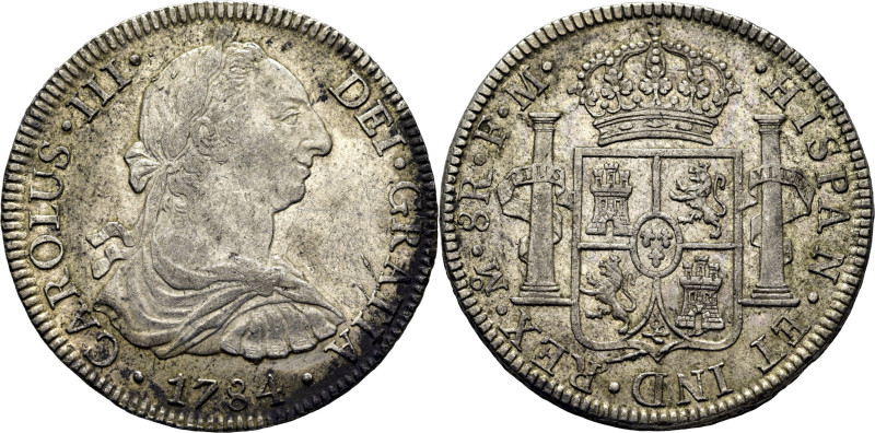 CARLOS III. Méjico. 8 reales. 1784. FM. Cy12101. 26'8 g. Leves concreciones. Alg...