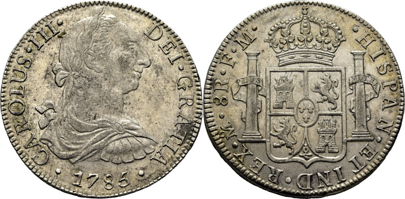 CARLOS III. Méjico. 8 reales. 1785. FM. Cy12108. 26'9 g. Ligeras adherencias. Fi...