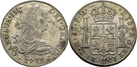 CARLOS III. Méjico. 8 reales. 1785. FM. Atractivo resplandor