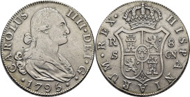 CARLOS IV. Sevilla. 8 reales. 1795. CN