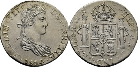 FERNANDO VII. Guadalajara. 8 reales. 1814. MR. Sería casi SC. Extraordinaria acuñación