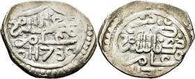 Mohamed III. Miknas. Dirham. 1173. Ambas áreas con fecha. Buen ejemplar. Atractiva