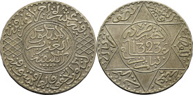 Abd al Aziz. París. 1/2 rial. 1323. Casi EBC-. Escasa