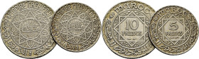 Mohamed V. Protectorado francés. París. 5 y 10 francos. 1347. Lote de 2