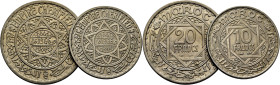 Mohamed V. Protectorado francés. 10 y 20 francos. 1356. EBC+ y SC/SC-. Lote de 2