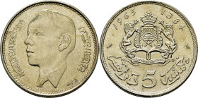 Hassan II. 5 dirhams. 1384. SC+. Buen ejemplar