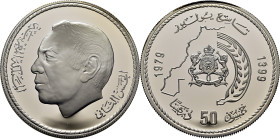 Hassam II. 50 dirhams. 1979-1399. Cincuenta años del rey. PROOF FDC. Espectacular