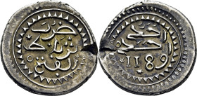 Mohamed III. Ribat al Fath-Rabat. 1/2 mitqal de 5 dirhams. 1189. EBC-. Muy rara
