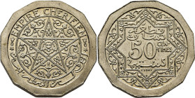 Mohamed V. 50 cts. París. N.d (1921). "Essai" dodecagonal en níquel. PROOF FDC. Rarísima