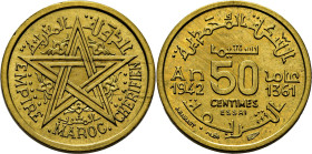 Mohamed V. París. 50 cts. 1361. ESSAI en aluminio-bronce. PROOF FDC. Rara