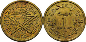 Mohamed V. París. 1 franco. 1361. ESSAI en aluminio-bronce. Canto liso. PROOF FDC. Rara