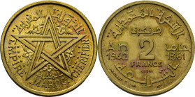 Mohamed V. París. 2 francos. 1361. ESSAI en aluminio-bronce. Canto liso. PROOF FDC. Rara