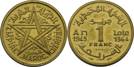 Mohamed V. París. 1 franco. 1364. ESSAI en aluminio-bronce. Peso fuerte (piedfort). PROOFlike FDC. Rara