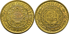 Mohamed V. París. 5 francos. 1365. ESSAI en aluminio-bronce. Canto liso. PROOFlike FDC. Rara