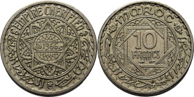 Mohamed V. París. 10 francos. 1366. ESSAI en níquel. Peso fuerte (piedfort). PROOFlike FDC/SC. Muy rara