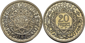 Mohamed V. París. 20 francos. 1366. ESSAI en cobre-níquel. Peso fuerte (piedfort). PROOF FDC. Magnífica. Muy rara