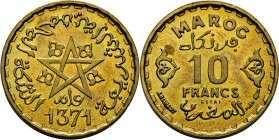 Mohamed V. París. 10 francos. 1371. ESSAI en aluminio-bronce. PROOF FDC. Escasa