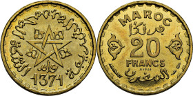 Mohamed V. París. 20 francos. 1371. ESSAI en aluminio-bronce. PROOF FDC. Escasa