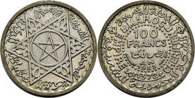 Mohamed V. París. 100 francos. 1372-1953. ESSAI en plata de peso fuerte. PROOFlike FDC. Muy rara