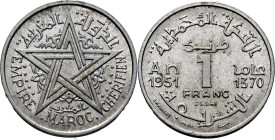 Mohamed V, PROTECTORADO anterior. 1 franco. 1951. ESSAI. SC+/SC