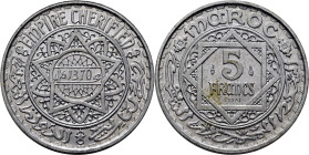 Mohamed V, PROTECTORADO anterior. 5 francos. 1370.  ESSAI. SC+/SC