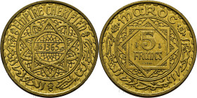 Mohamed V, PROTECTORADO anterior. 5 francos. 1365. ESSAI. SC+/SC
