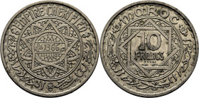 Mohamed V, PROTECTORADO anterior. 10 francos. 1366. ESSAI. SC+/SC
