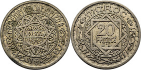 Mohamed V, PROTECTORADO anterior. 20 francos. 1366. ESSAI. FDC/SC+