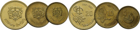 Al Hassan II. Santimat. 20, 10 y 5. 1407. SC y FDC. Buen grupo. Lote de 3