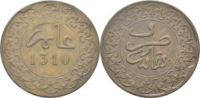 MULAY AL HASSAN I 1290-1311. Fez. 4 felus. 1310. Reverso girado 25 grados