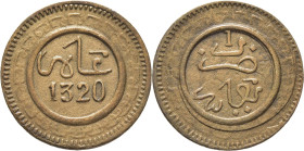 ABD AL AZIZ 1311-26. Fez. 1 mazuma. 1320 sobre 19, el 1 es claro, el 9 no, aunque se observa un 0 más grande