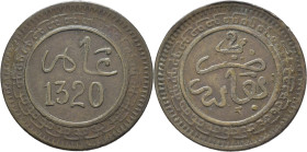ABD AL AZIZ 1311-26. Fez. 2 mazumas. 1320. Fecha no alineada. El 2 del valor algo caído