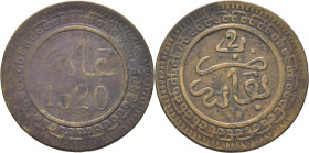 ABD AL AZIZ 1311-26. Fez. 2 mazumas. 1320. Fecha alineada