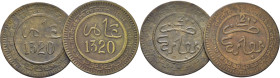 ABD AL AZIZ 1311-26. Fez. 2 mazumas. 1320. Fecha no alineada. Lote de 2
