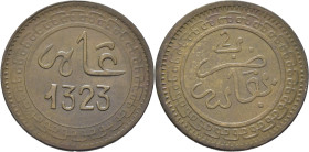 ABD AL AZIZ 1311-26. Fez. 2 mazumas. 1323. Fecha alineada. Reverso medalla. Casi EBC-. Escasa