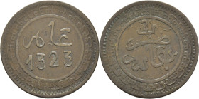 ABD AL AZIZ 1311-26. Fez. 2 mazumas. 1323. Fecha no alineada. Reverso medalla. Escasa