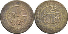 ABD AL AZIZ 1311-26. Fez. 2 mazumas. 1323. Fecha alineada. Escasa