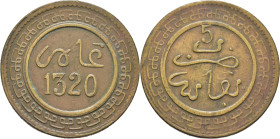ABD AL AZIZ 1311-26. Fez. 5 mazumas. 1320. Reverso girado 180 grados, moneda