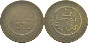 ABD AL AZIZ 1311-26. Fez. 5 mazumas. 1320. El reverso girado 20 grados, medalla