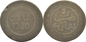 ABD AL AZIZ 1311-26. Fez. 5 mazumas. 1320. El cinco de trazo grueso