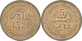 ABD AL AZIZ 1311-26. París. 5 mazumas. 1321. El 2 ornamentado.SC-. Buen ejemplar. Atractiva