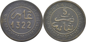 ABD AL AZIZ 1311-26. Fez. 5 mazumas. 1322